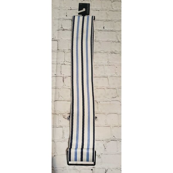 Nwt Express Women's Size M/L Belt White & Blue Stripe Wide - Picture 1 of 2